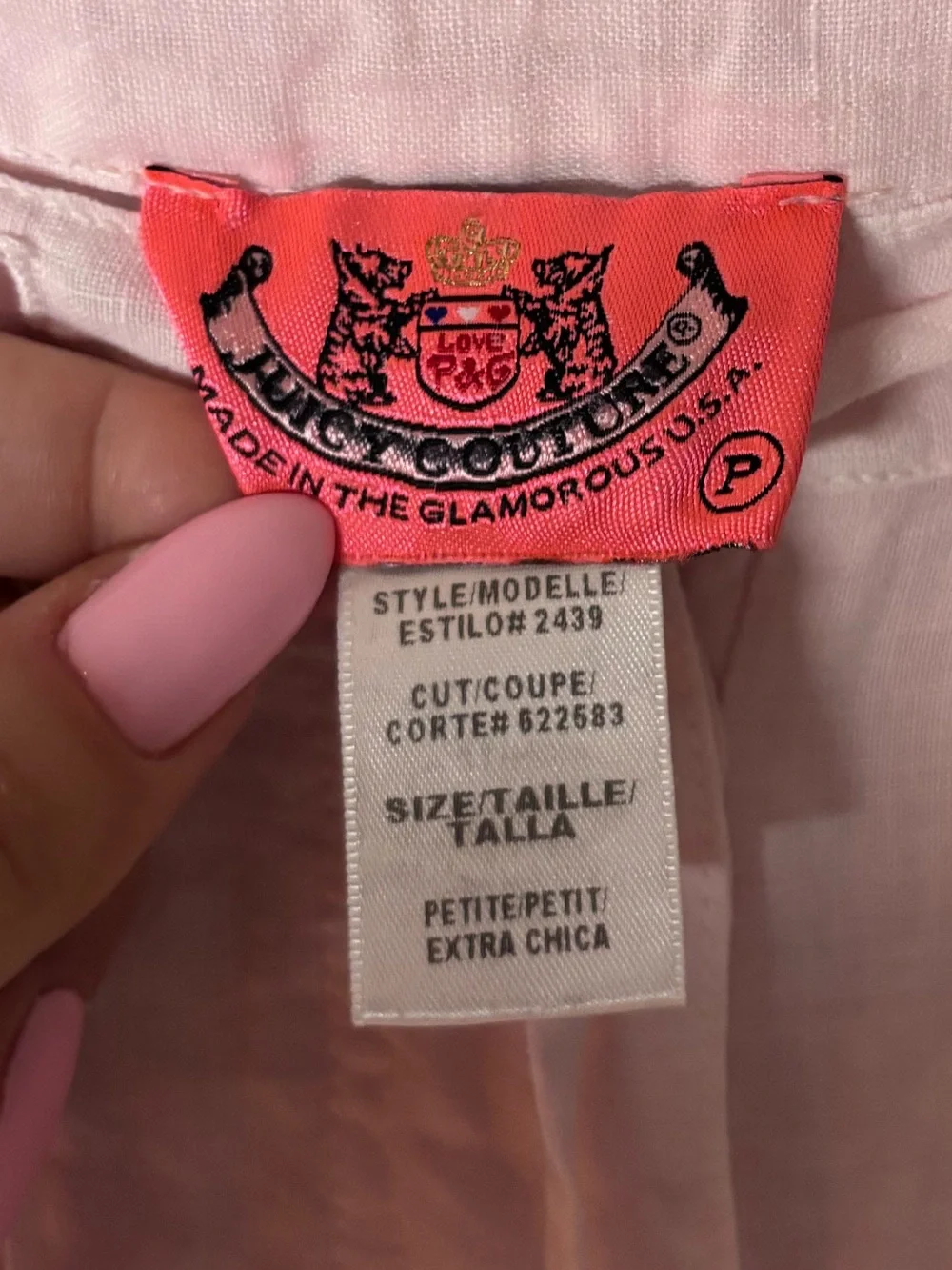 Juicy Couture Pink 100% Linen Straight Leg Pants - Picture 3 of 5